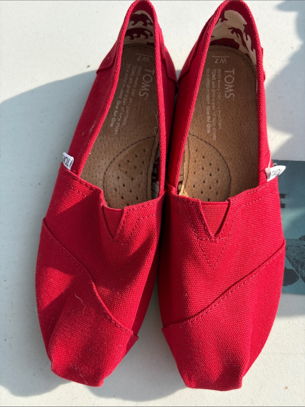 Toms Red Canvas Women's Slip-On Flats
